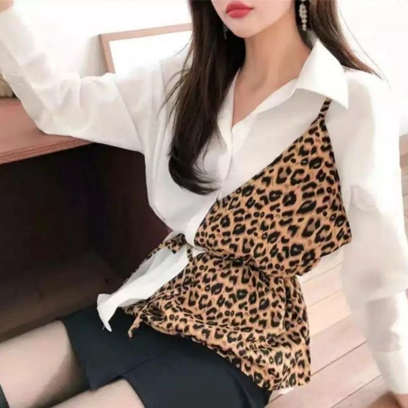 Tiger blouse baju atasan top wanita loreng premium