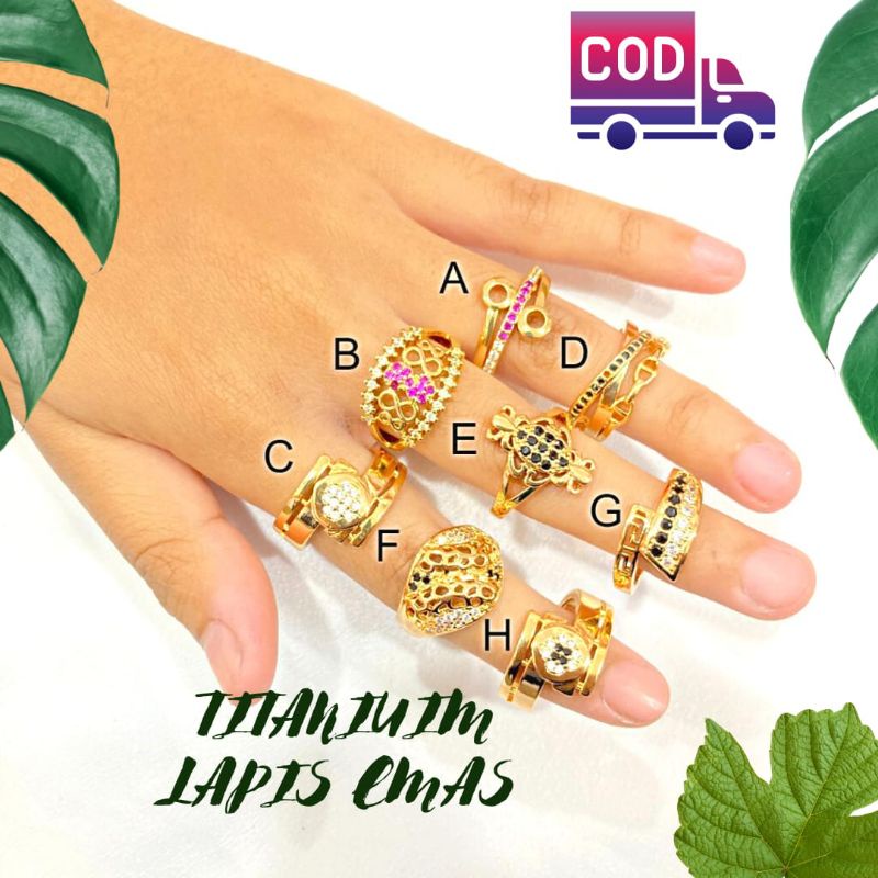 Cincin Wanita Mata Hitam Cincin titanium wanita Lapisan 24 cod