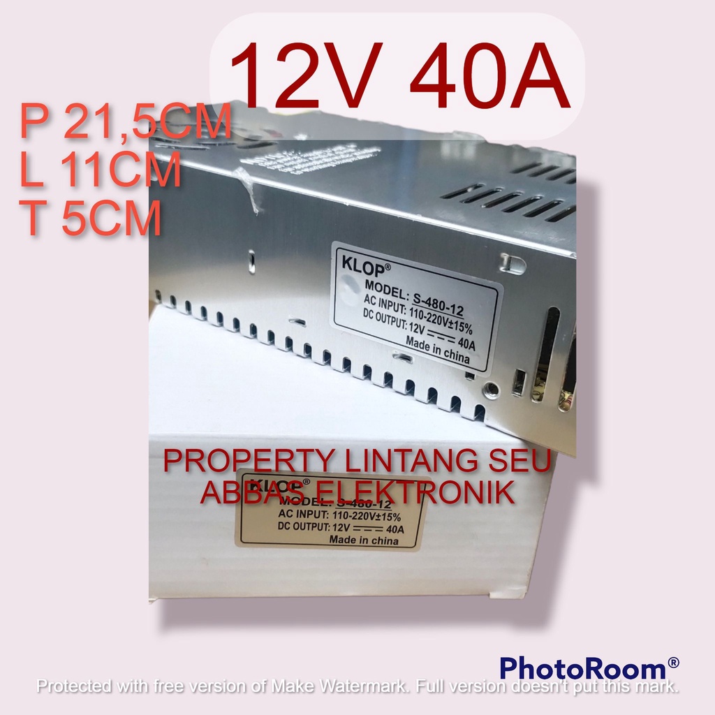 POWER SUPPLY ADAPTOR KALENG 12V 40A 12V40A 12 VOLT 40 AMPERE