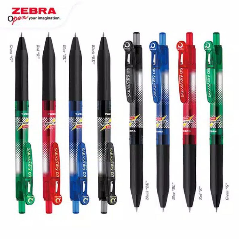 

Bolpen Zebra Sarasa Dry D1 Gel 0,5 dan 0,7 Ready 4 warna