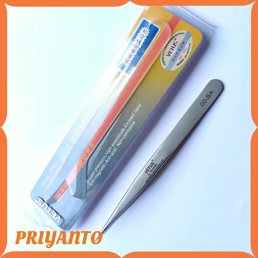 Pinset Vetrus Tweezers Os-10 Stainless Alat Pencabut Jarum Jam