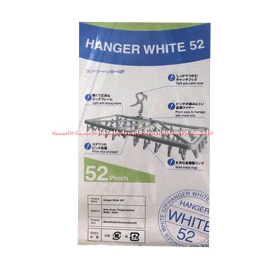 Laundry Hanger White 52pich Gantungan Hangers Putih Dengan Jepitan Tahan Patah Made in Jepang Dengan Klip Laundri Londri White