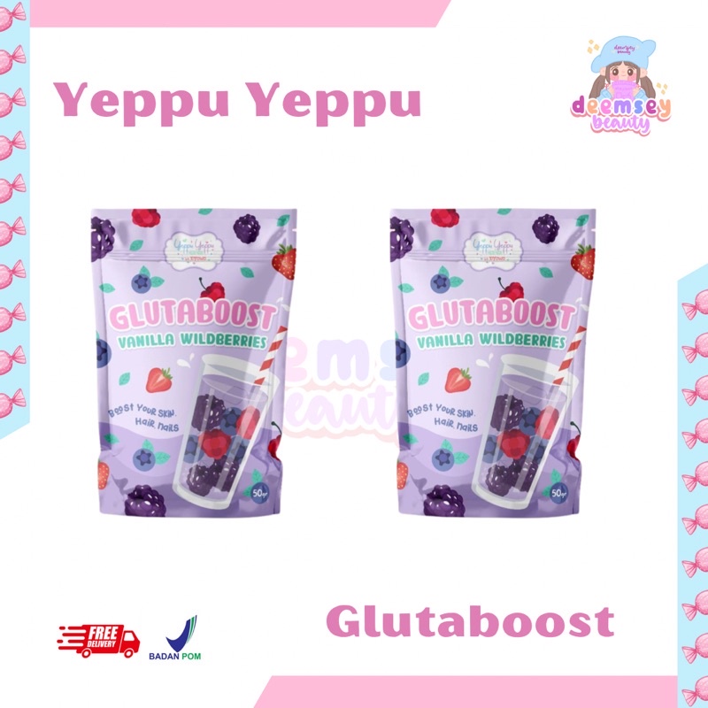 

Glutaboost Vanilla Wildberries Collagen Drink Yeppu Yeppu By Kiyowo / Glutaboost Vanilla Wildberries Collagen Drink Yeppu Yeppu by Kiyowo 50gr / Minuman Gluta Collagen Yeppu Yeppu 50gr