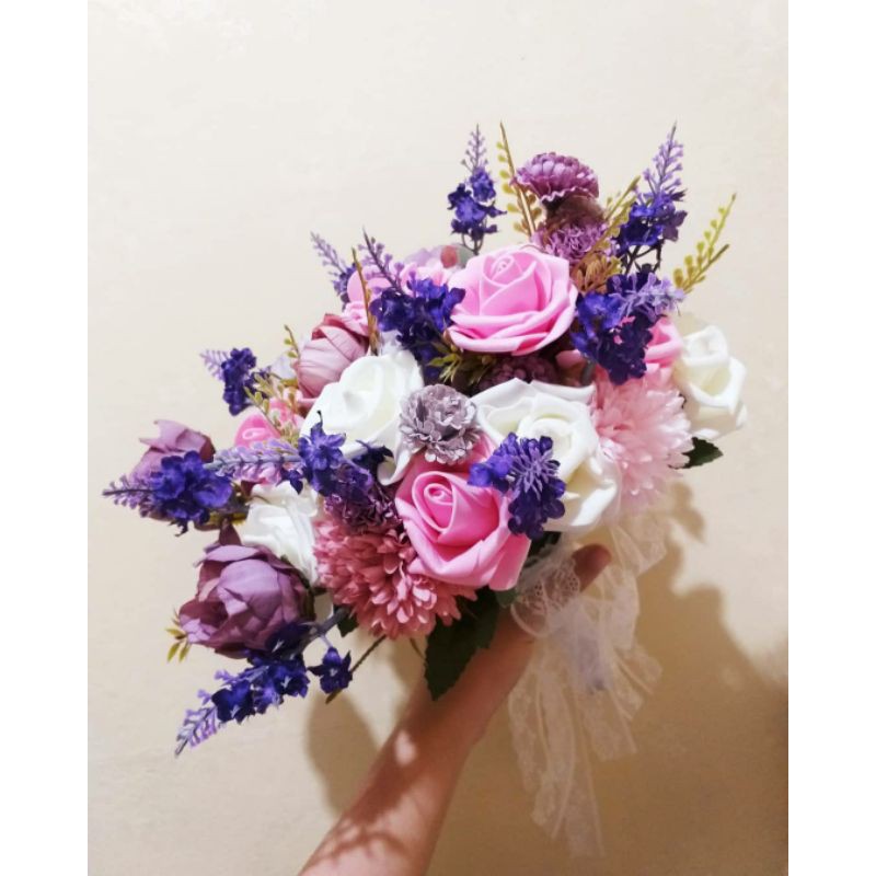 Hand Bouquet Wedding Prewed Buket Bunga Tangan Artificial Mewah Hampers Gift Souvenir Murah Tunangan