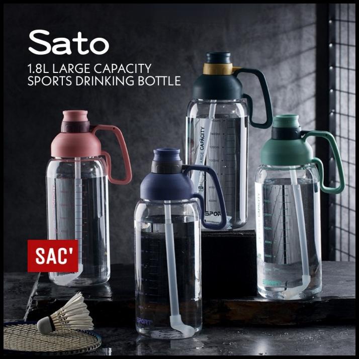 Heaven Outlets | Sato 1.8L Sports Water Bottle Botol Air Minum Sedotan Bpa-Free Tumbler