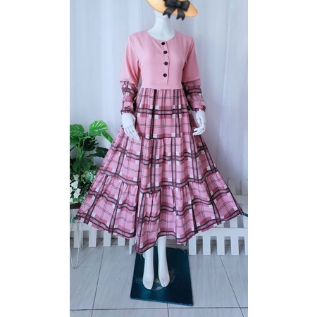 Dress kotak kila shakila / gamis polos shakila