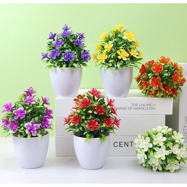 JY Pot50 Tanaman Bunga Melati Dekorasi Ruangan Tanaman Hias Bunga Plastik Pot Artificial Import