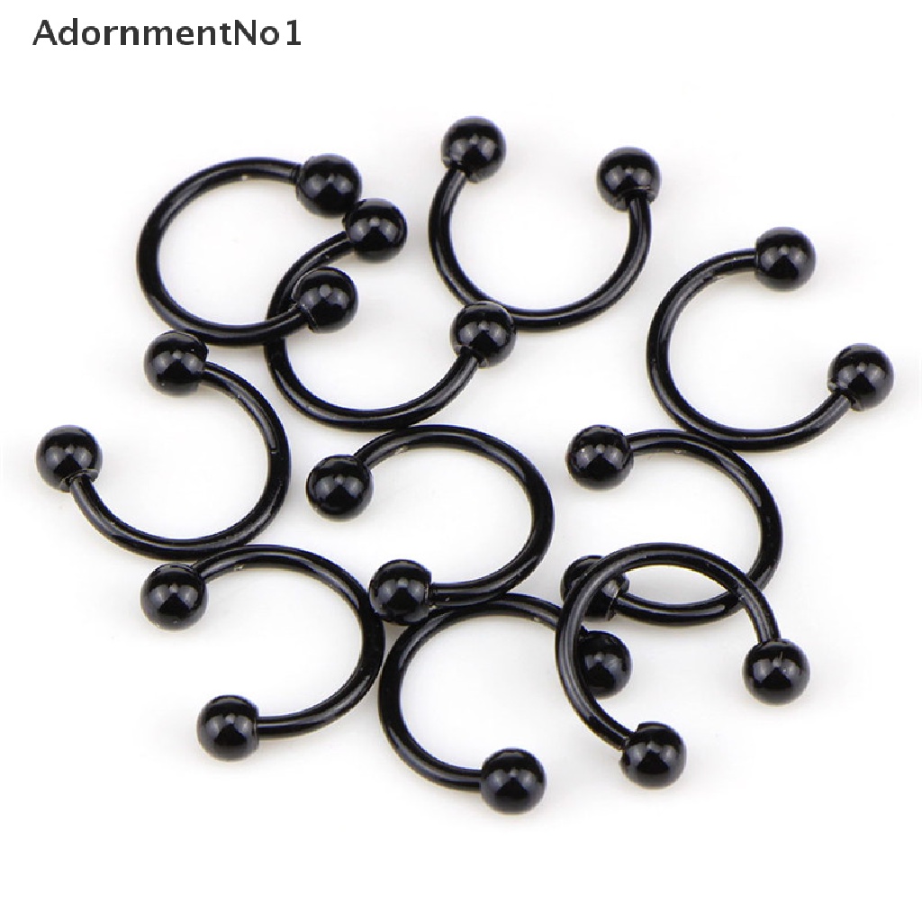 (AdornmentNo1) 10pcs / Set Anting Tindik Bibir / Hidung / Telinga Bentuk Tapal Kuda Bahan Stainless Steel