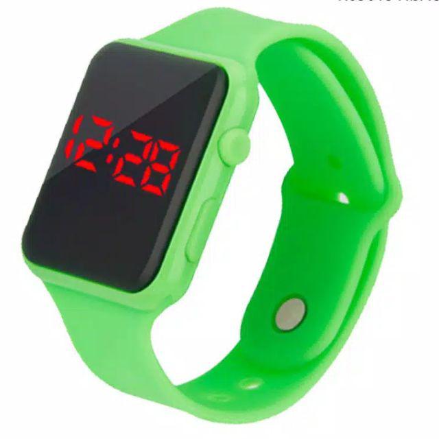 JAM LED MURAH JAM DIGITAL LED JAM SPORTY JAM COUPLE JAM PRIA WANITA JAM GELANG SILIKON BANJARMASIN-Hijau