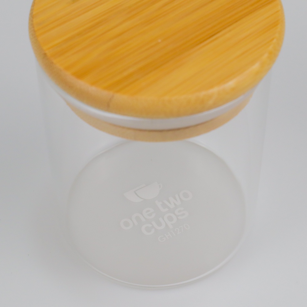 G2 TOPLES KACA TUTUP KAYU KEDAP UDARA / GULA KOPI BUMBU  jar Penyimpanan Kedap udara Bentuk BotoL