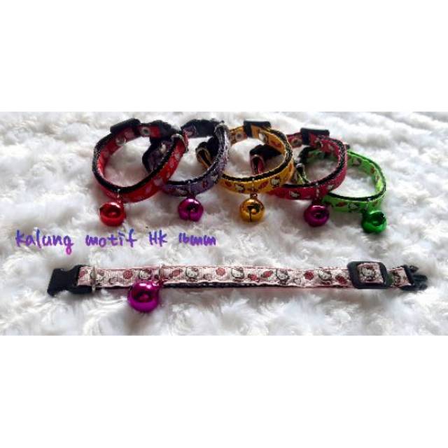 Kalung kucing hello kitty lapis nylon lonceng 16mm