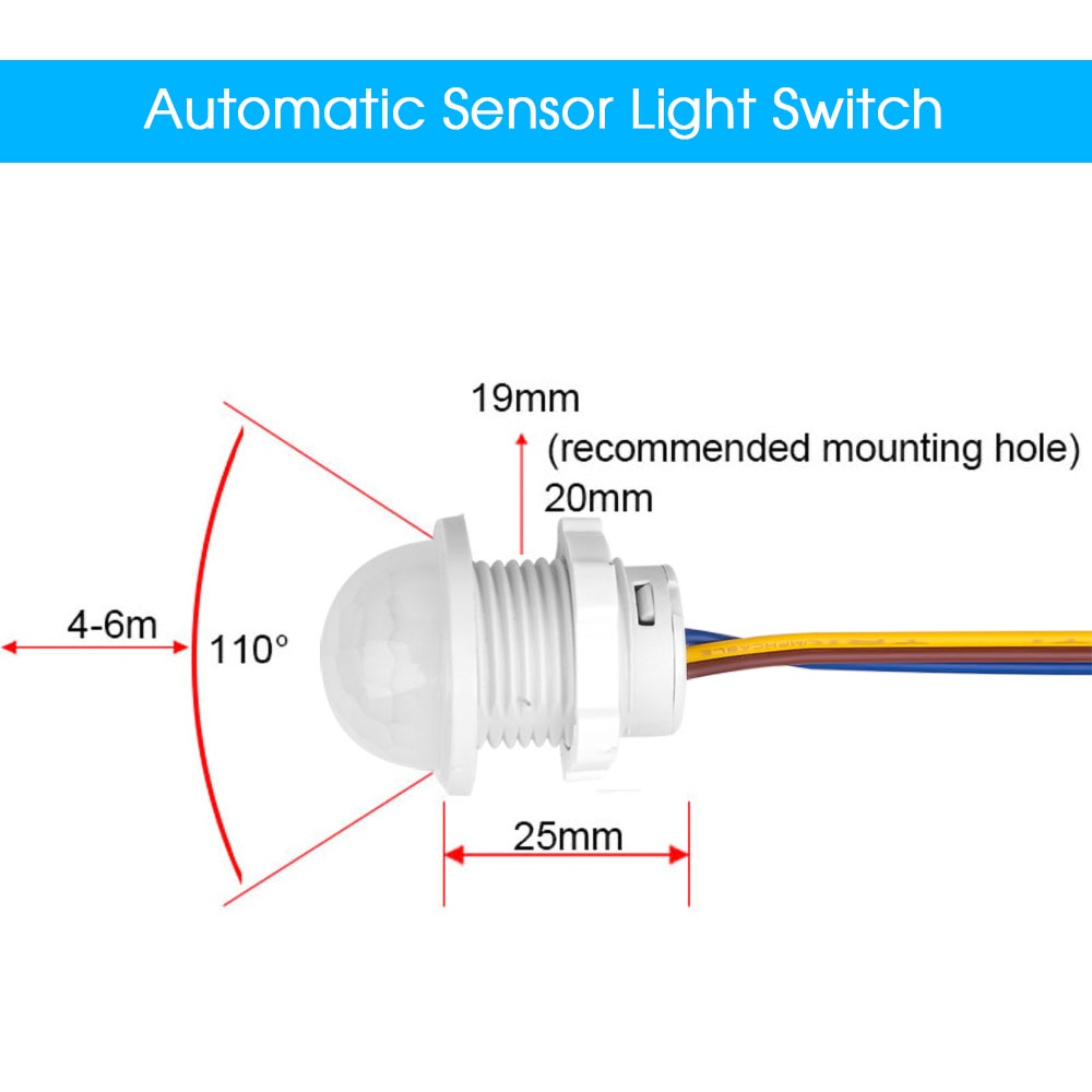 Sensor Gerak PIR untuk lampu atau Alarm Security 220V bisa setting waktu dan cahaya PIR Motion