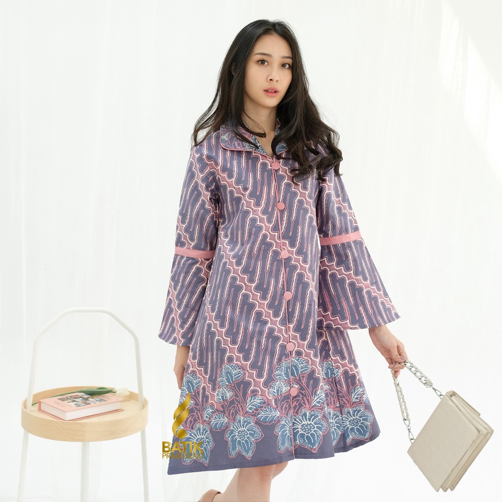 BAJU KEMEJA BATIK WANITA Prabuseno - Sabrina Tunik Batik Wanita Lengan Panjang