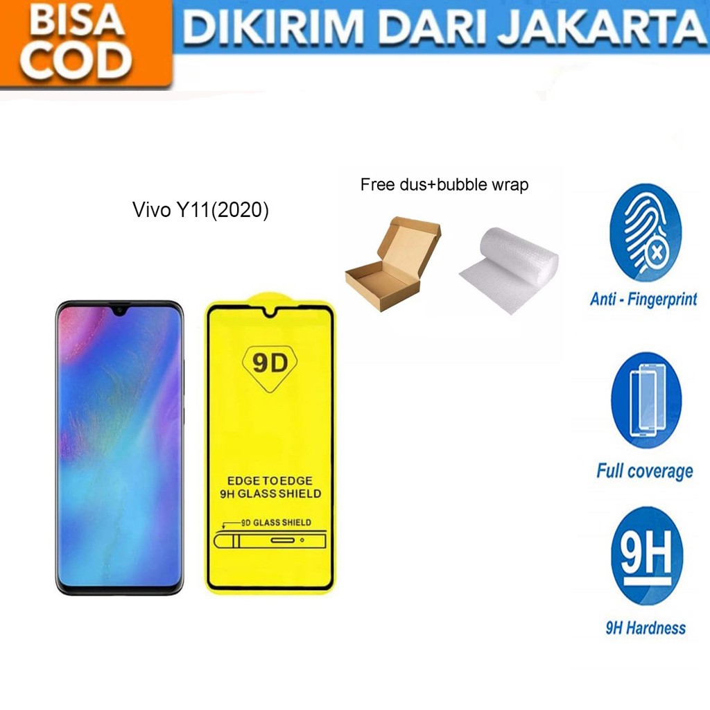 Vivo Y11 (2020) Full Cover/Full Screen Tempered Glass Screen Protector Anti Gores