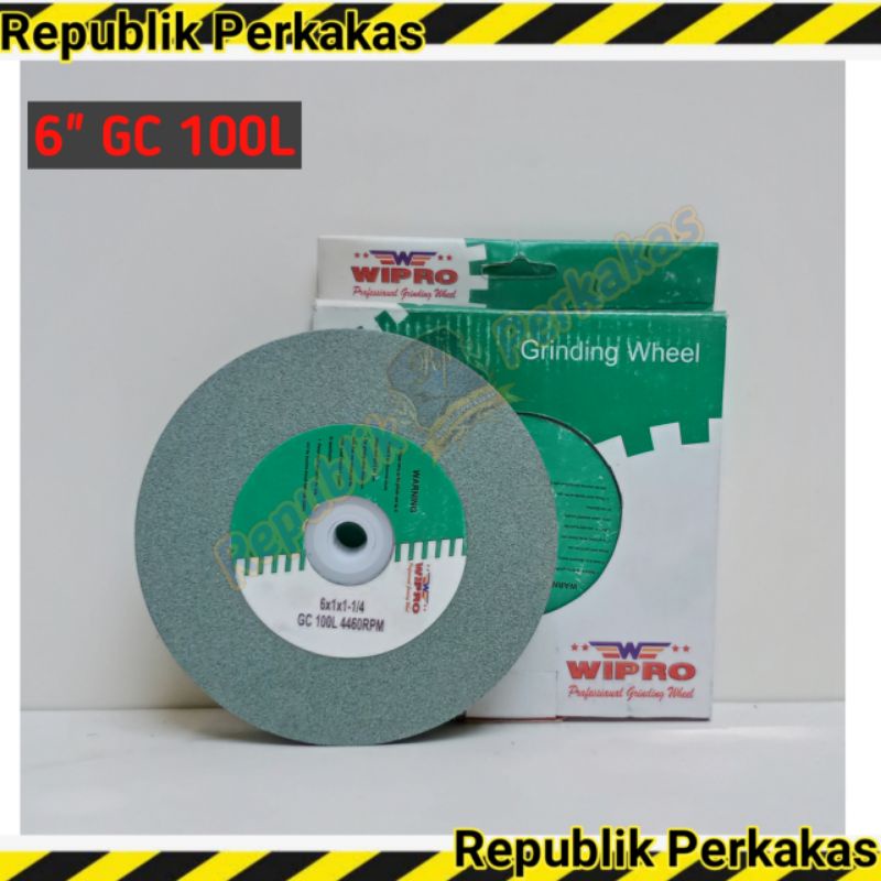 Wipro Batu Gerinda Hijau  6 inch GC80L/ Batu Asah Duduk 6 Inch #80 Grade 80