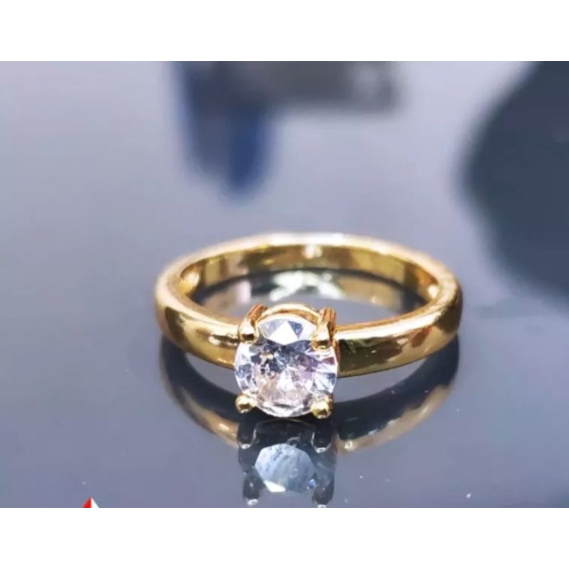 CinCin koin permata satu berlapis emas 24k sangat berkilau