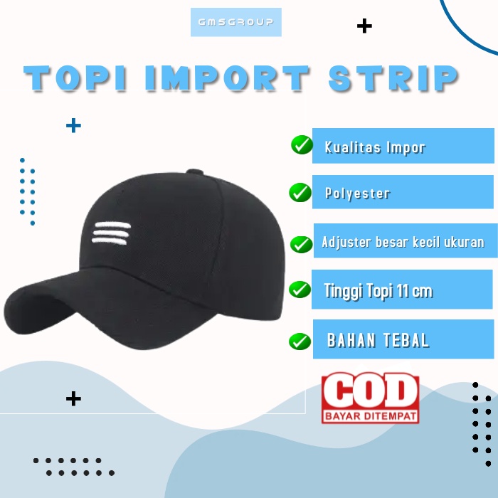 Topi  Import Baseball Golf  SIMPLE STRIP Pria Wanita