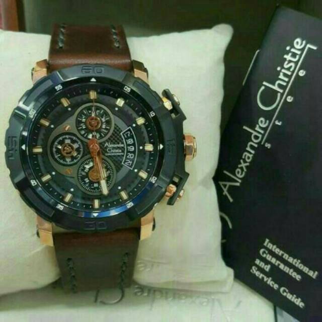 JAM TANGAN PRIA ALEXANDRE CRISTIE AC6439 ORIGINAL LEATHER