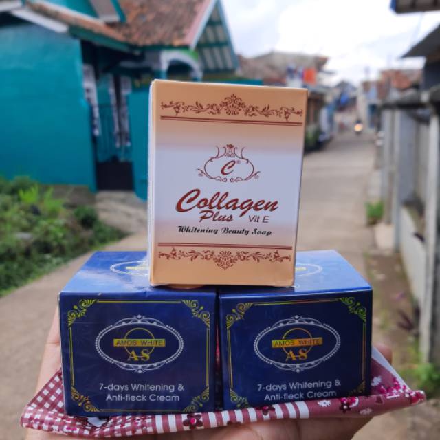 Cream Amos White 7days Whitening & Anti-fleck Original Free Sabun COLLAGEN