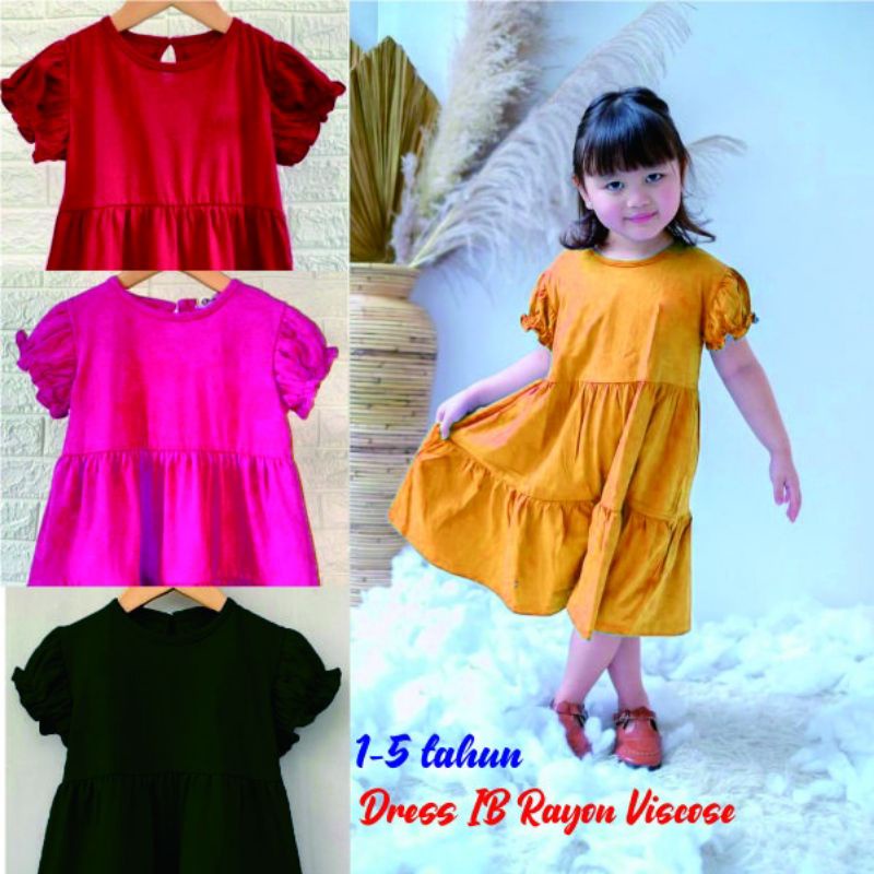 0Baju bali Dress anak LENGAN KERUT rayon polos | daster anak | Baju anak