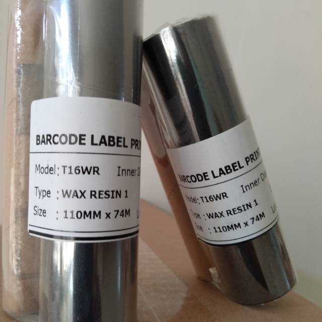 

Ribbon Tinta Barcode Label Sticker Type Wax Resin Size : 110mmx74m
