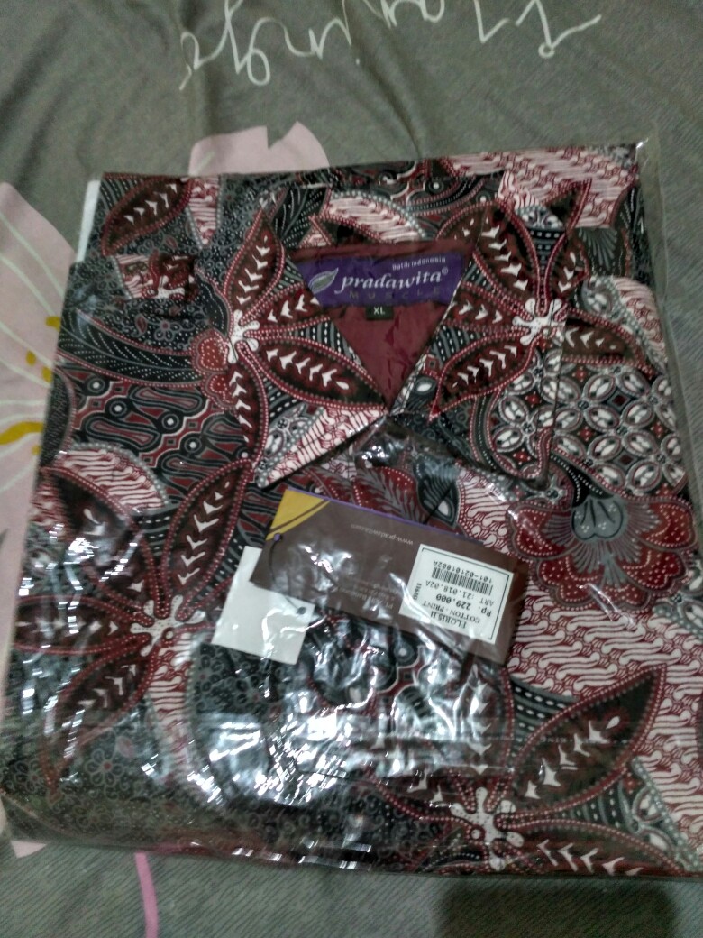 Pradawita Batik Kemeja Slim Fit Floris 2a-merah