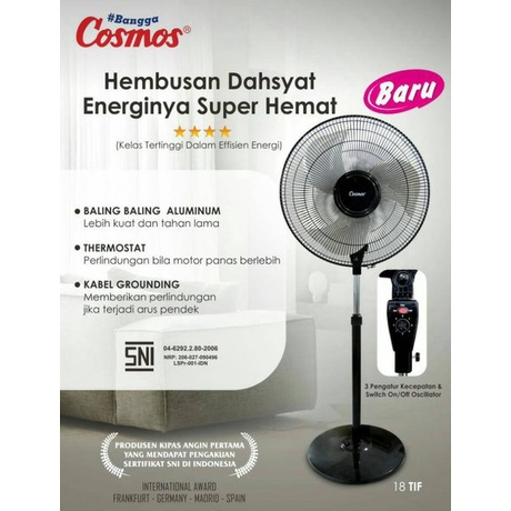 Cosmos Kipas Angin Besi Tornado TIF 1801 – Industrial Fan 90 Watt Black