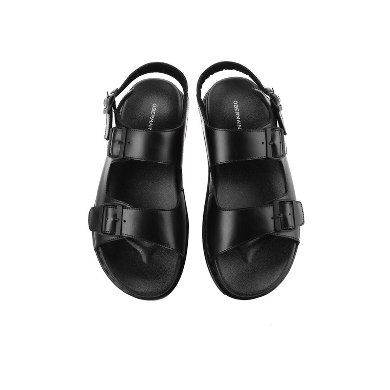 OM26 SANDAL SLINGBACK OBERMAIN PRIA ORIGINAL CASUAL KULIT ASLI HITAM