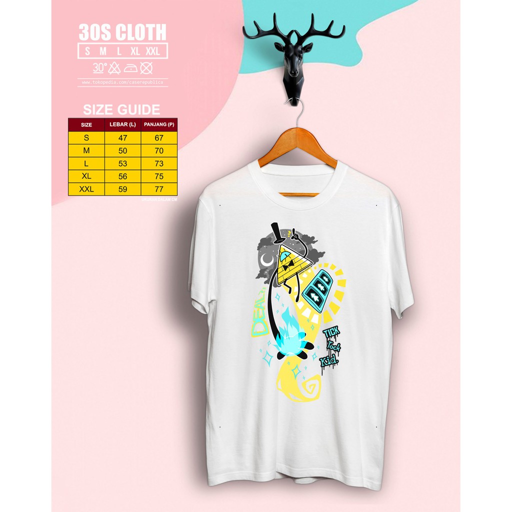 Kaos Putih Pria Wanita Bill Chiper Gravity Falls O7725