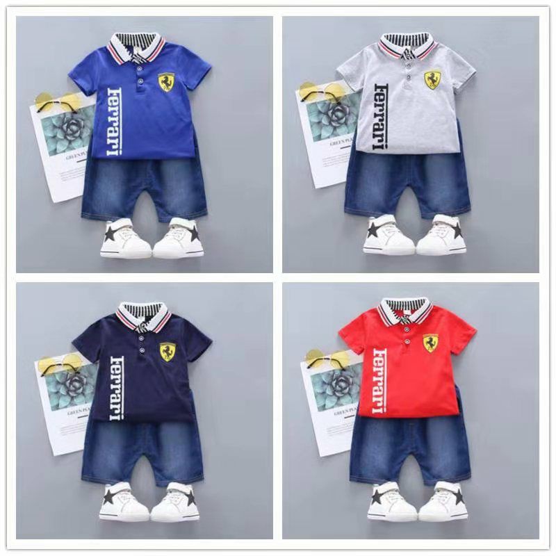 Setelan import Anak Laki Laki Kaos KERAH dan Celana Jeans 1-5 tahun Setelan kaos wangki