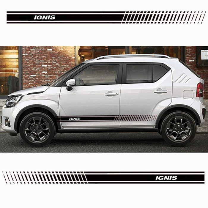 sticker ignis stiker cutting mobil suzuki ignis list side body custom - Putih Keren