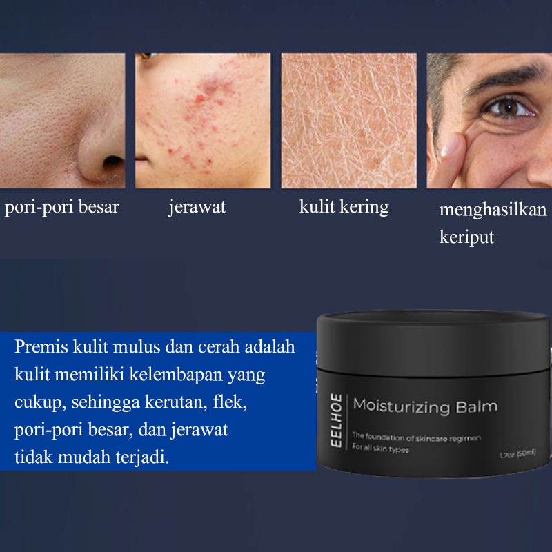 pemutih wajah pria 50ml pelembab wajah pria Perawatan Wajah yang Meminimalkan Pori-pori Emolien Repair / Moisturize / 100% Ori