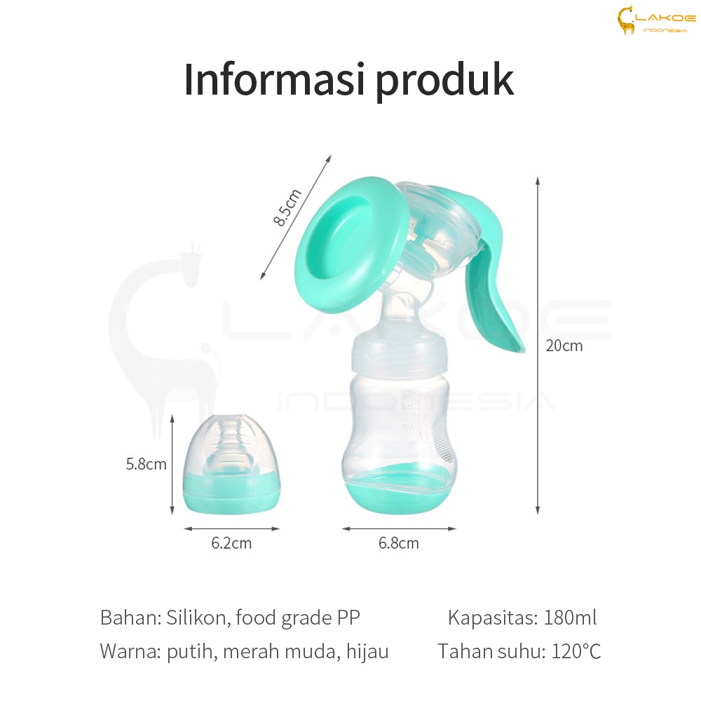 LAKOE Pompa asi Manual breast pump 180ml kapasitas besar