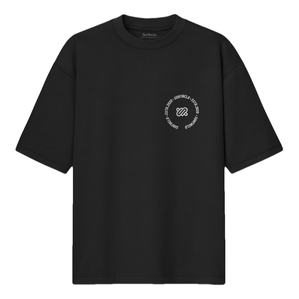 Surfinclo Oversized T-Shirt Black Waves Premium Cotton 24s