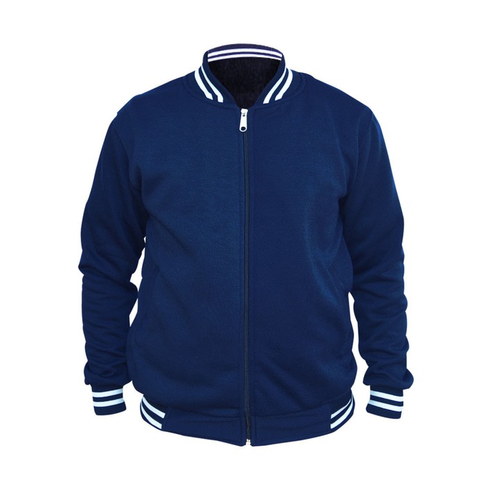Jaket Baseball Varsity Resleting Navy Blue / Dongker