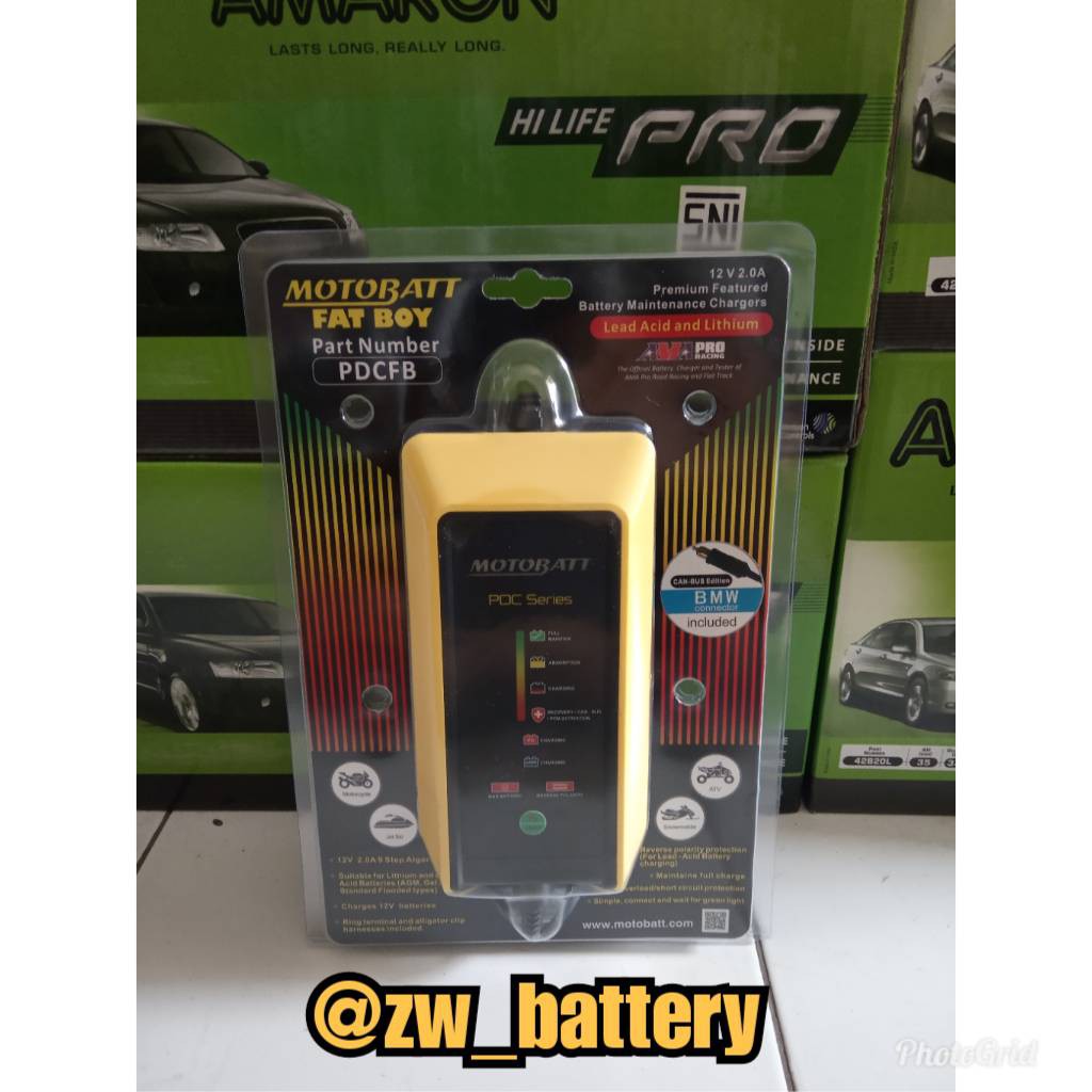 Charger Untuk aki 4 - 100Ah Motor &amp; Mobil Motobatt Fatboy