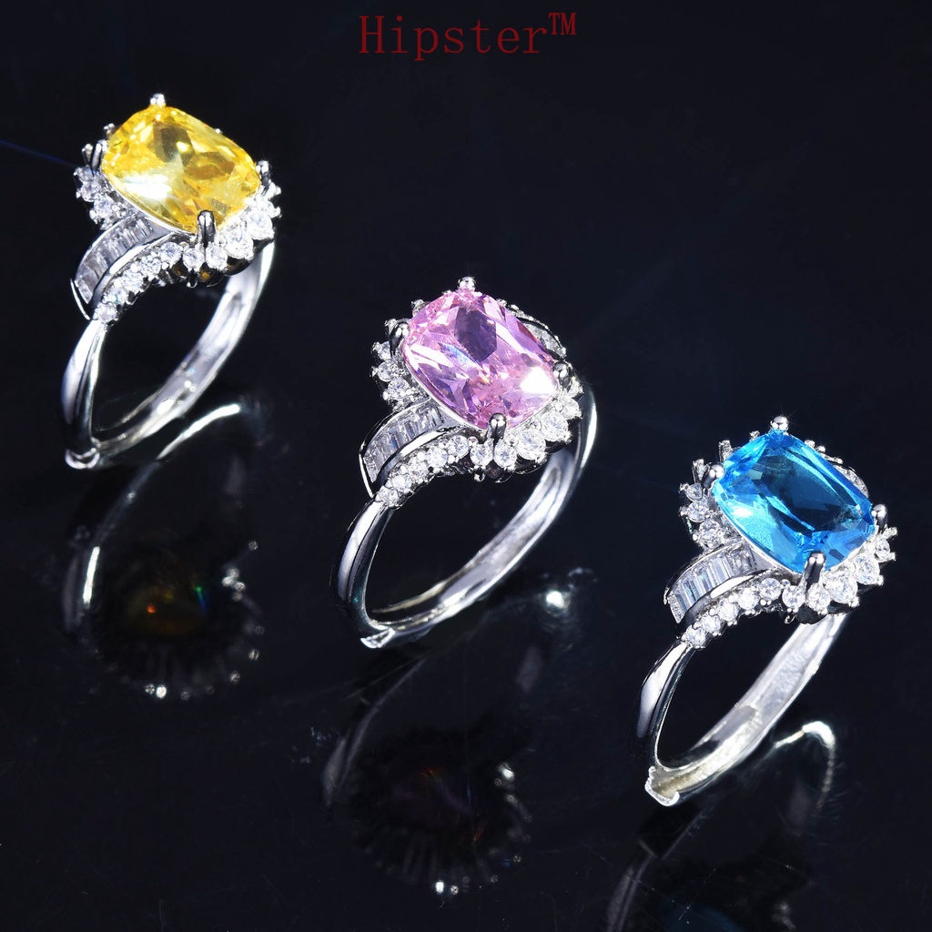 Cincin Berlian Sapphire Warna Pink Kuning Model Terbuka