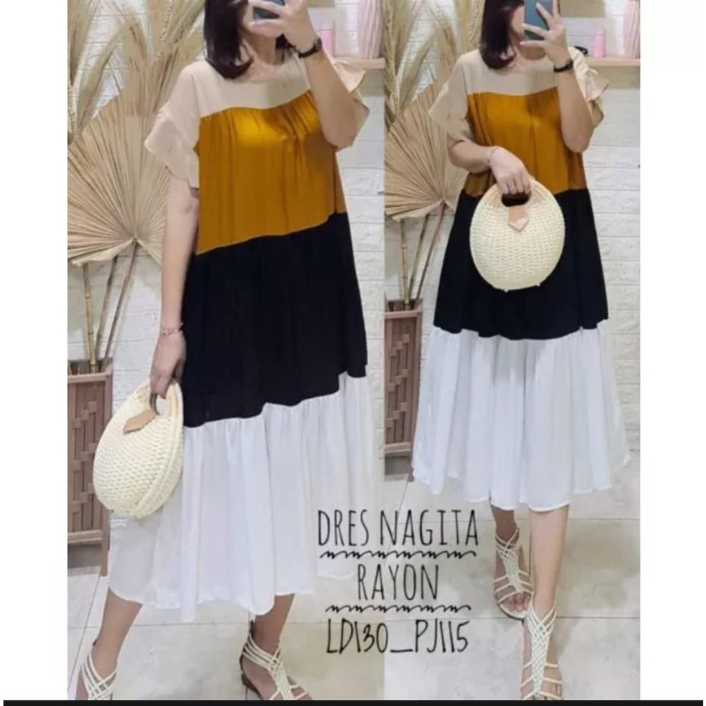 dress nagita bigsize bahan tebal dan adem ld 130