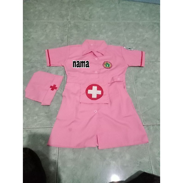 BAJU ANAK PROFESI SUSTER PERAWAT PINK (PMB) , BAJU SUSTER (PMB) ANAK , BAJU PERAWAT PMB ANAK / BAJU KARNAVAL