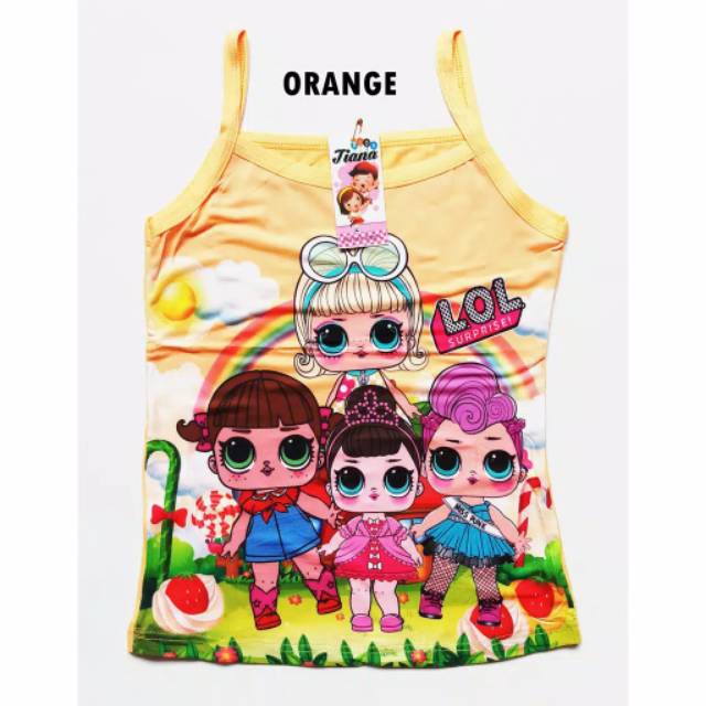 Kaos Dalam Singlet Anak Perempuan LOL 2-10 Th Bahan Katun Baju Kaos Anak Perempuan Cewek LOL