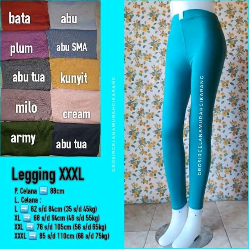 LEGGING KAOS RAYON  BIG SIZE DARI BB.35KG SAMPAI BB.130KG