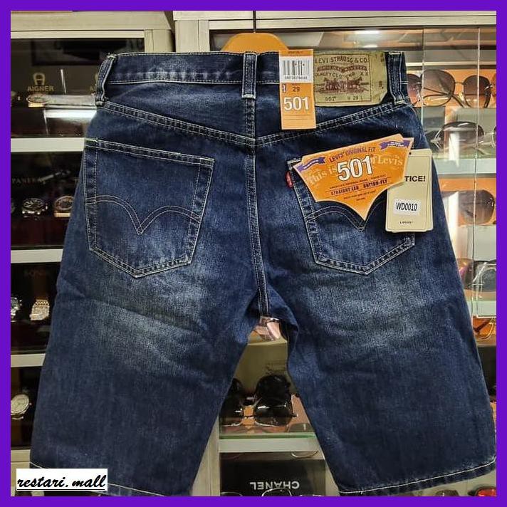 SNAEJAIRP- CELANA PENDEK LEVIS 501/CELANA JEANS PENDEK PRIA - BIRU, 34 -ORIGINAL.