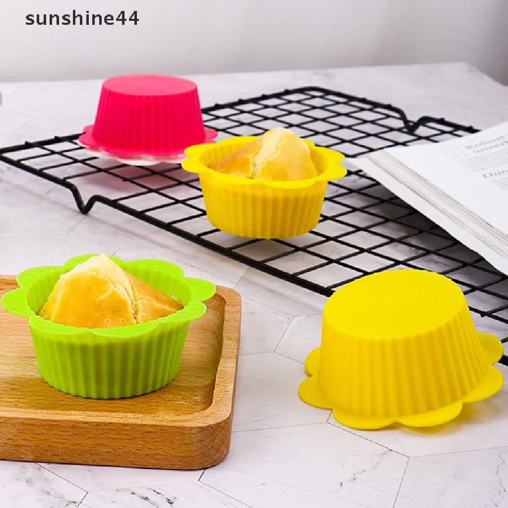 Sunshine 1Pc Cetakan Kue Muffin / Cupcake Bentuk Bunga Matahari Bahan Silikon