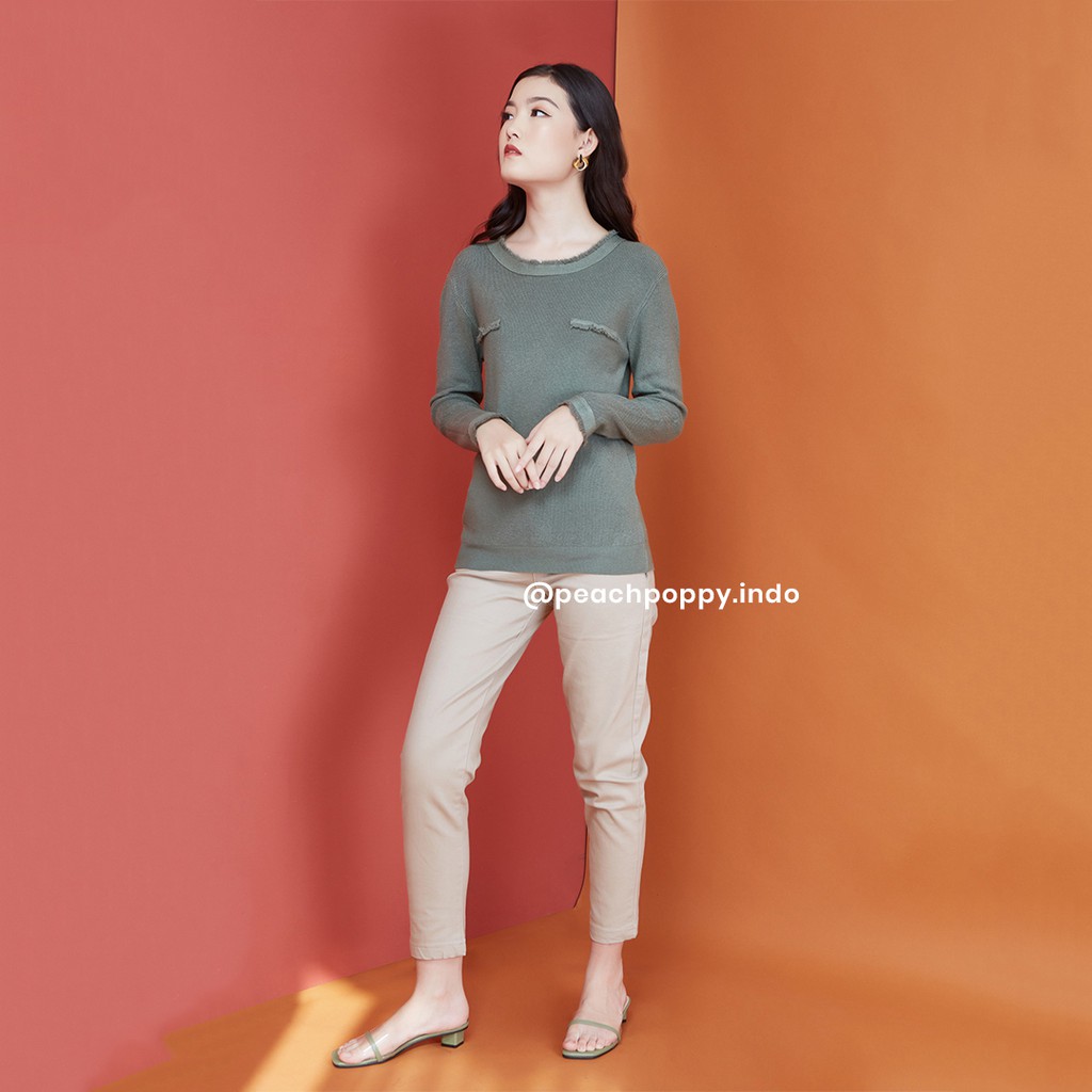 Peach Poppy Adria Pants - Celana Highwaist Panjang Wanita 2 Size Free Belt