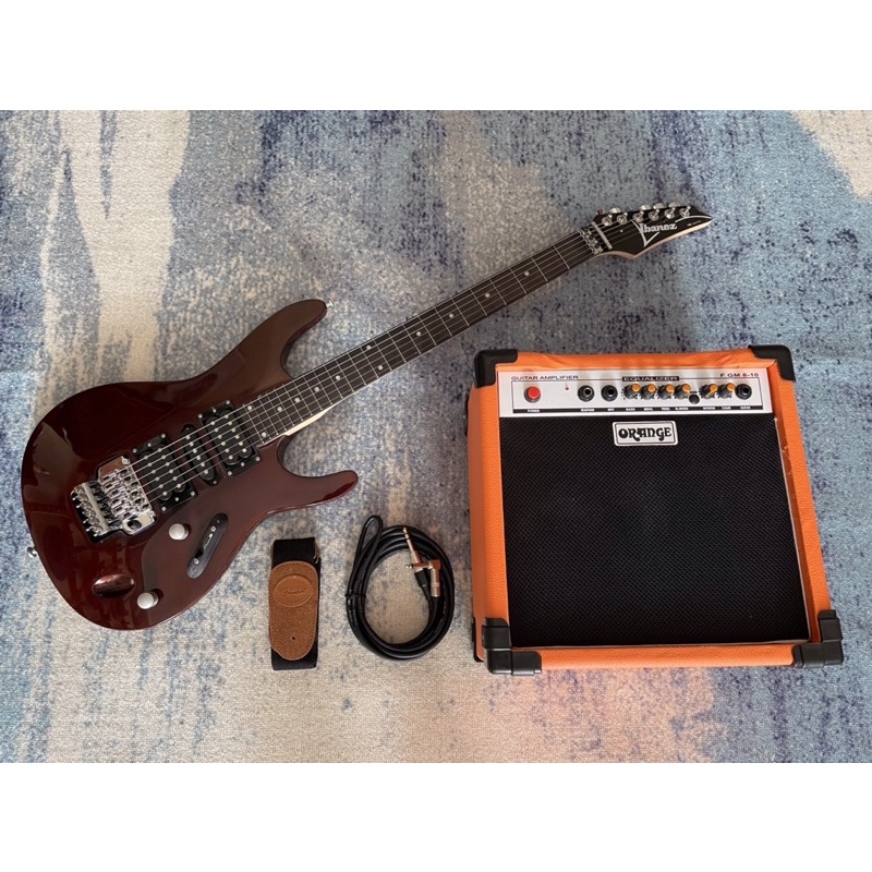 Paket Gitar Ibanez S Series Warna Coklat Dan Ampli Orange