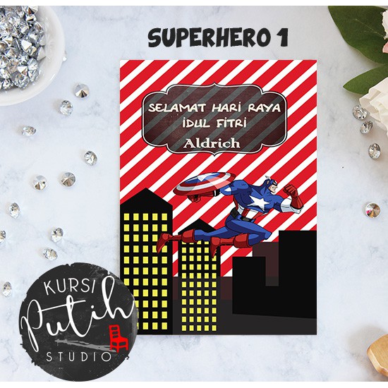

Amplop Uang buat kondangan lebaran motif super hero bisa custom nama