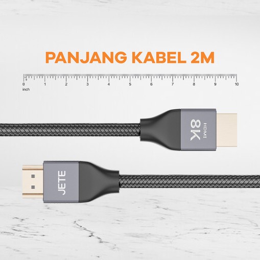 Kabel HDMI To HDMI JETE X8 2 meter Up To 48Gbps - Konverter Usb 200 cm - Garansi 2 Tahun