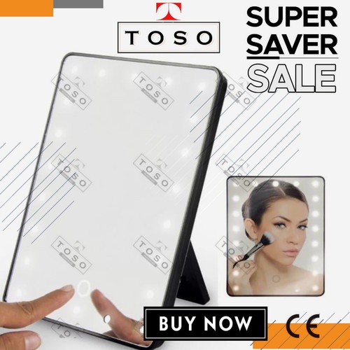 CERMIN MAKE UP PORTABLE MIRROR 16 LAMPU LED LIGHT USB POWER KACA diskon