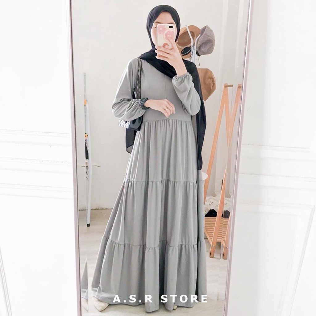 GAMIS SYARI ADEM/ HANUM SUKMA MIDI DRESS/ BAHAN KAIN SHAKILA PREMIUM QUALITY/ SIZE S M L XL XXL/ PAKAIAN MUSLIM MODERN/ PAKAIAN WANITA MUSLIMAH ANGGUN CANTIK UKURAN KUMPLIT KECIL TANGGUNG STANDAR JUMBO BESAR OVERSIZE BARU KUAT RAPIH A.S.R STORE FASHION