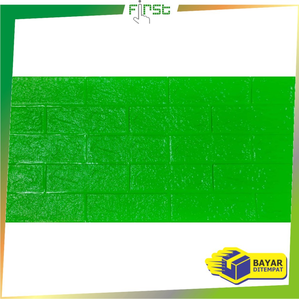 *COD* FH-C206 Wallpaper Dinding Foam 3D Kecil Motif Batu Bata/Walpaper Stiker Dinding Dekorasi Kamar-Batu Bata HIJAU